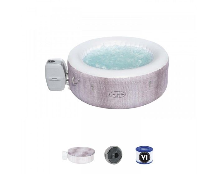 BESTWAY Spa gonflable Lay-Z-Spa Cancun Airjet rond 2 a 4 personnes, 180 x 66 cm, 120 jets d'air - Paloma Tech