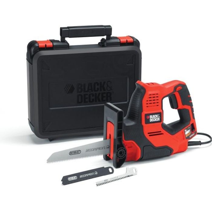 BLACK + DECKER Scie a Main Filaire 500 W RS890K-QS Livrée en Coffret avec 3 Lames