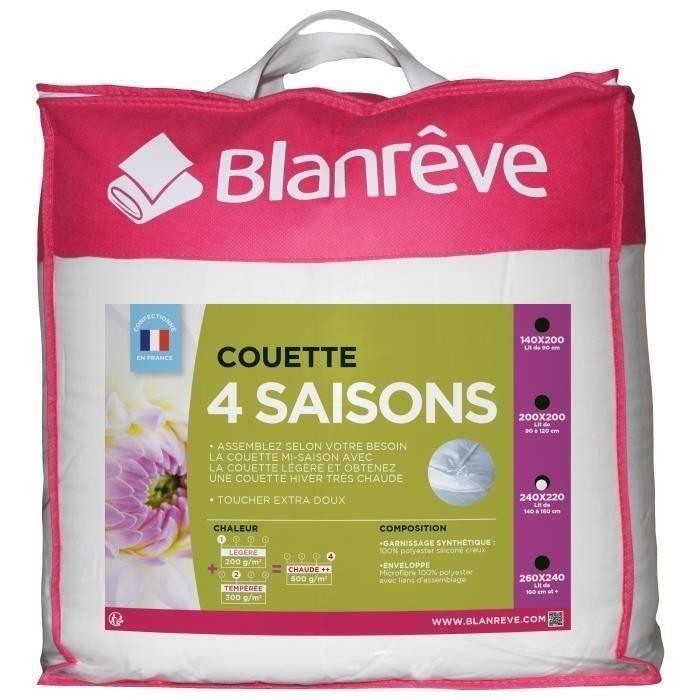 BLANREVE Couette 4 saisons - 220 x 240 cm - Blanc - Paloma Tech