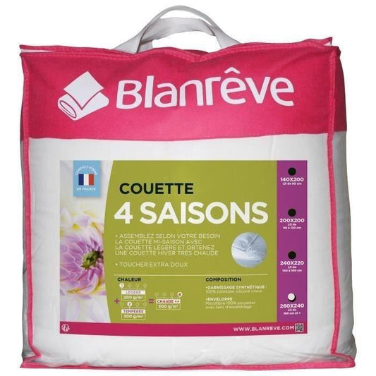 BLANREVE Couette 4 saisons - 240 x 260 cm - Blanc - Paloma Tech