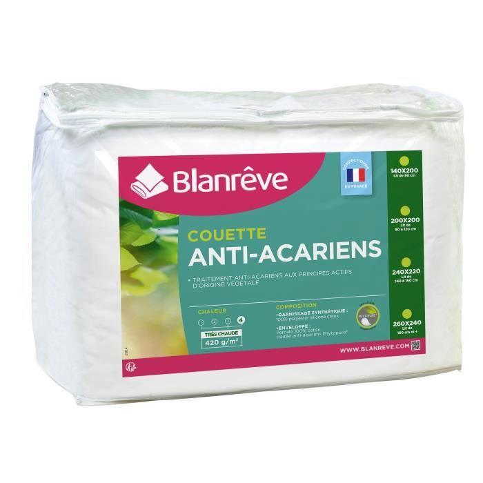 BLANREVE Couette tres chaude Percale - Anti-acariens - 420g/m² - 140x200cm - Paloma Tech