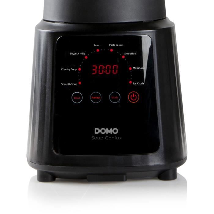 Blender chauffant multi fonctions - DOMO - DO726BL - 900 W - 1,2 L - 8 programmes - Affichage LED - Noir