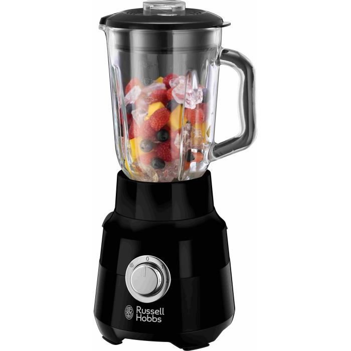 Blender - RUSSELL HOBBS - Matte Black 24722-56 - 650 W - Noir mat - Bol verre 1,5 L - 2 vitesses + pulse