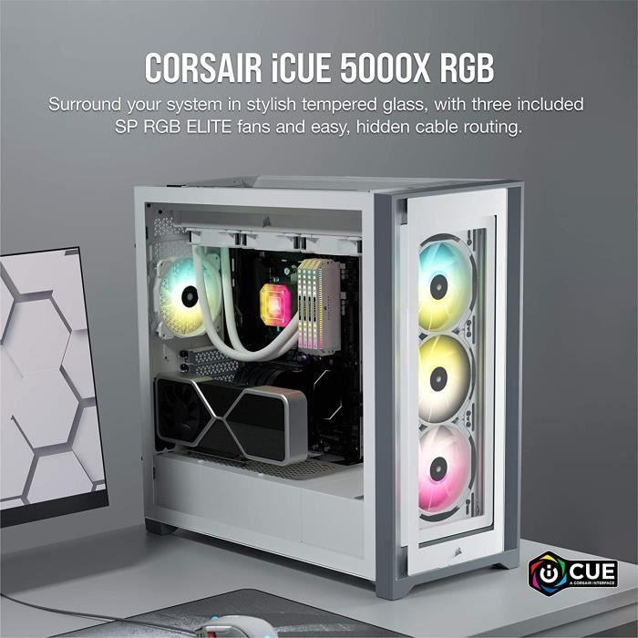 Boîtier PC - CORSAIR - 5000X RGB iCUE - Verre Trempé - Moyen-Tour ATX - Blanc (CC-9011213-WW) - Paloma Tech