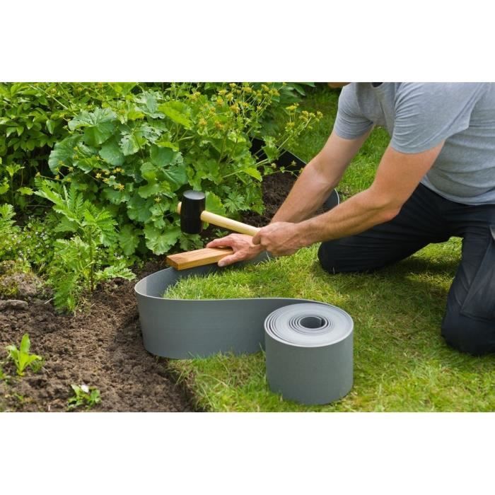 Bordure de jardin en polyéthylene gris H7,5 cm x 10 m - NATURE - Paloma Tech