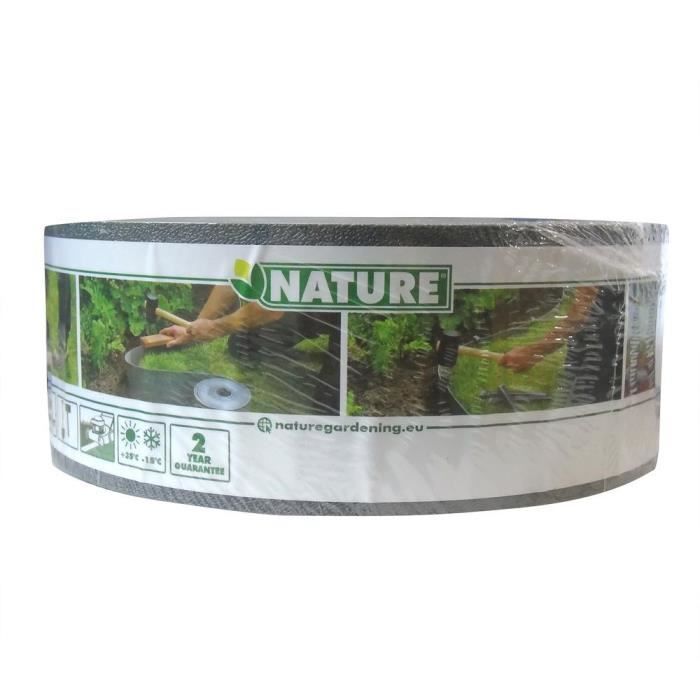 Bordure de jardin en polyéthylene gris H7,5 cm x 10 m - NATURE - Paloma Tech