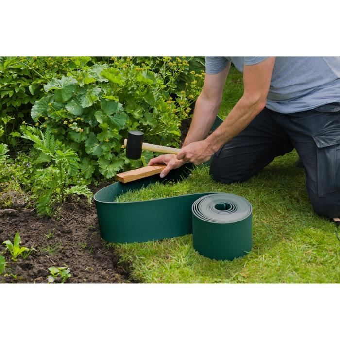 Bordure de jardin en polypropylene NATURE - Epaisseur 3 mm - H 15 cm x 10 m - Vert - Paloma Tech