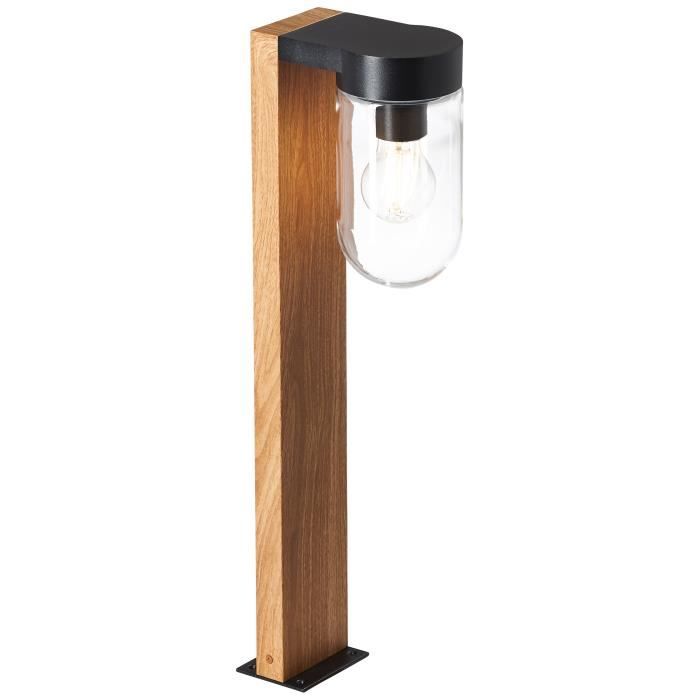 Borne extérieure CABAR - BRILLIANT - bois foncé/noir - métal/verre E27 1x40W - Paloma Tech