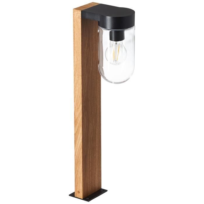 Borne extérieure CABAR - BRILLIANT - bois foncé/noir - métal/verre E27 1x40W - Paloma Tech