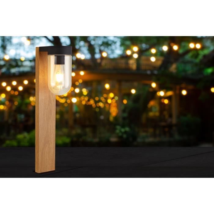 Borne extérieure CABAR - BRILLIANT - bois foncé/noir - métal/verre E27 1x40W - Paloma Tech