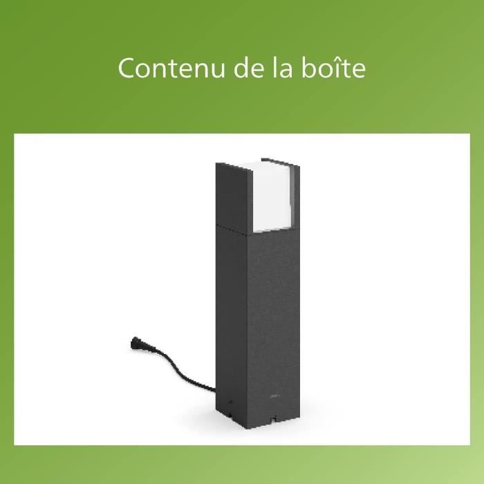 Borne extérieure PHILIPS Arbour - Basse tension 6W, 2700K - Anthracite - Alimentation non incluse - Paloma Tech