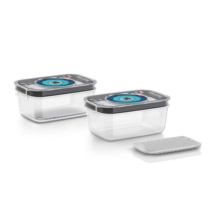 BOSCH - Accessoires sous vide 2 boites de 1 litre en Tritan avec indicateur de date et témoin de mise sous vide. - Paloma Tech