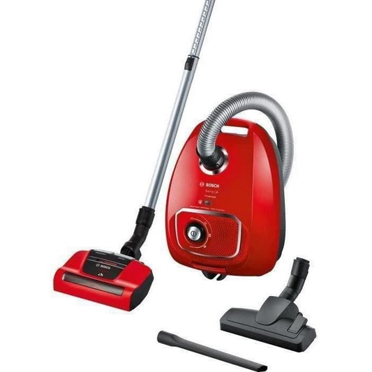 Aspirateur BOSCH BGBS4PET1 ProAnimal rouge avec accessoires et tube en métal