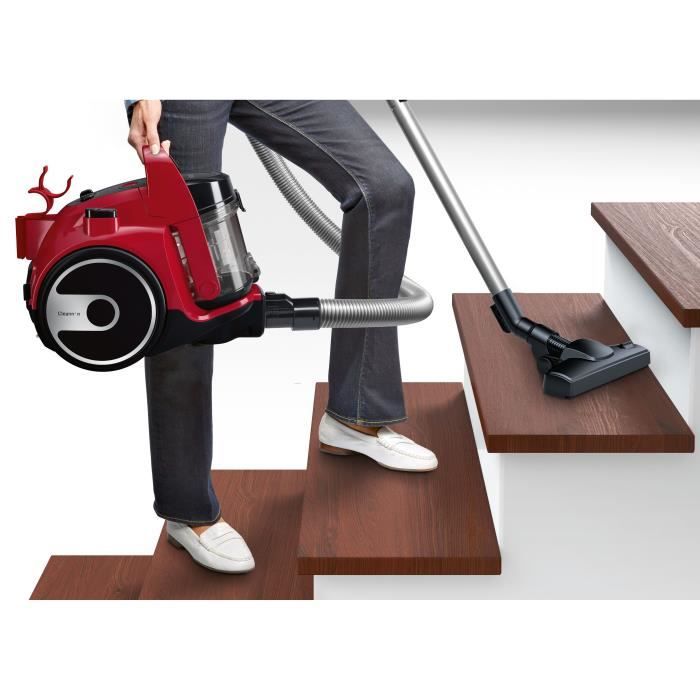 BOSCH BGC05AAA2 Cleann’n aspirateur sans sac rouge - 78 dB - 28 kWh/an - (h)epa - 9m - 1,5L - brosse universelle