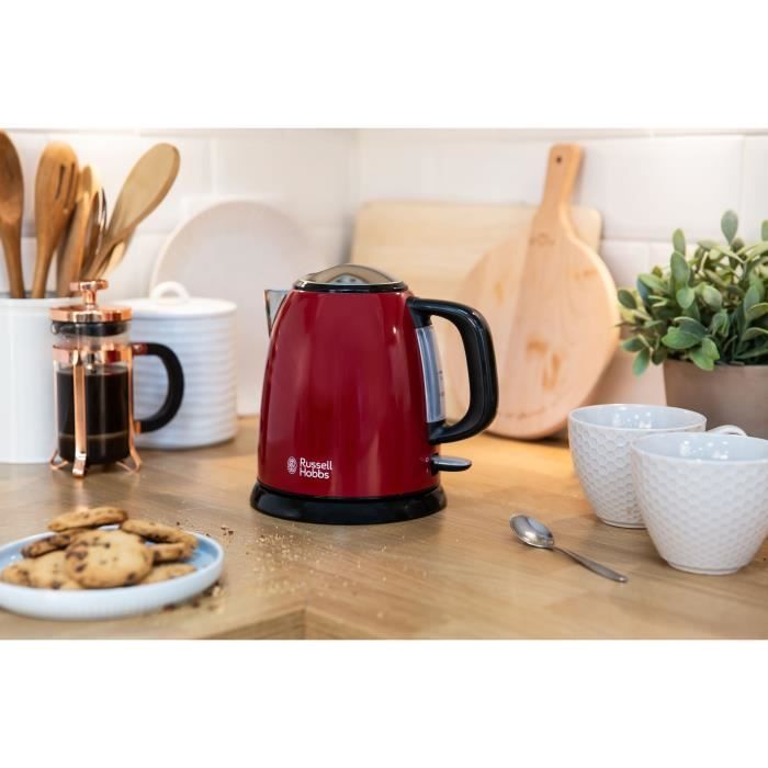 Bouilloire Compacte Rouge - RUSSELL HOBBS 24992-70 - Capacité 1L - Filtre Anti-Calcaire Amovible - Paloma Tech