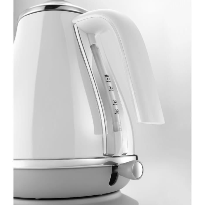 Bouilloire DELONGHI ICONA CAPITALS - 1,7L - Acier inoxydable - Base amovible et pivotante 360° - Filtre anticalcaire - Blanc - Paloma Tech