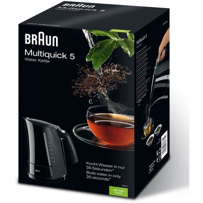 Bouilloire électrique BRAUN Multiquick 5 - 1,6 L - Noir - Systeme d'ébullition rapide - Paloma Tech