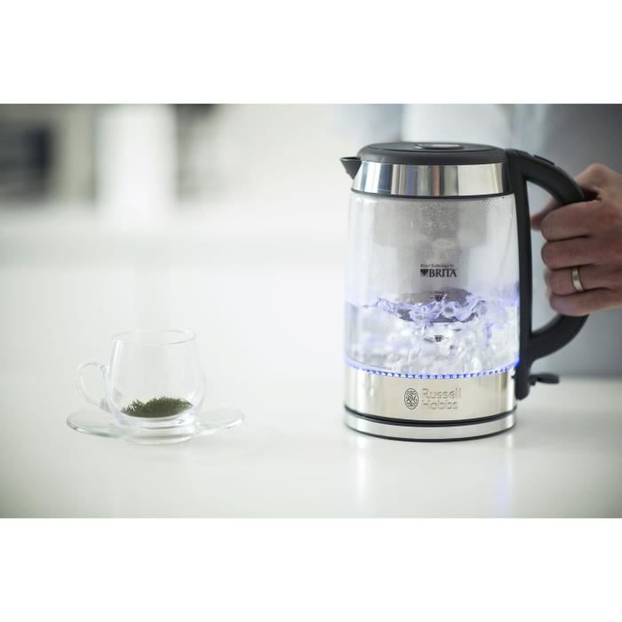 Bouilloire en Verre Filtrante 1L Clarity - RUSSELL HOBBS - 20760-57 - Cartouche Filtre a Eau Brita Inclus - Paloma Tech