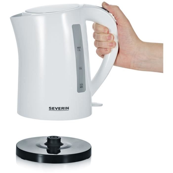 Bouilloire SEVERIN WK3494 - 1,5 L, ébullition rapide, Ouverture XXL, Socle 360°, Blanc - Paloma Tech