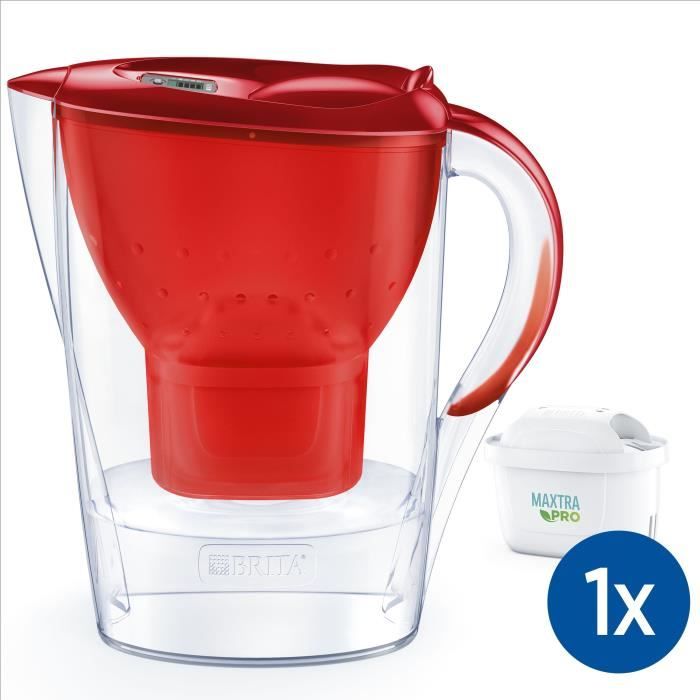 Bouteille et carafe filtrante Brita Carafe filtrante Marella rouge (2,4L) inclus 1 cartouche filtrante MAXTRA PRO