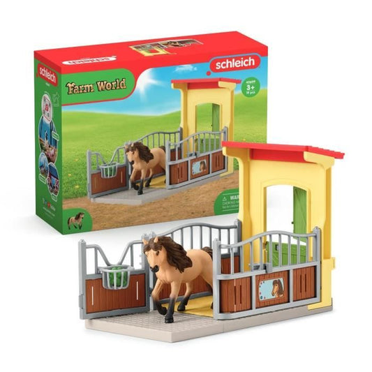 Box avec Poney Icelandais - Extension Ferme Educative Coffret schleich avec 1 box et 1 figurine poney pour enfants