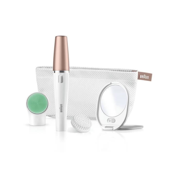 Braun FaceSpa 851V 3-En-1 Épilateur Électrique Femme Visage et Épilation Blanc/Bronze, Brosse Nettoyante, Épilation, Nettoyage - Paloma Tech