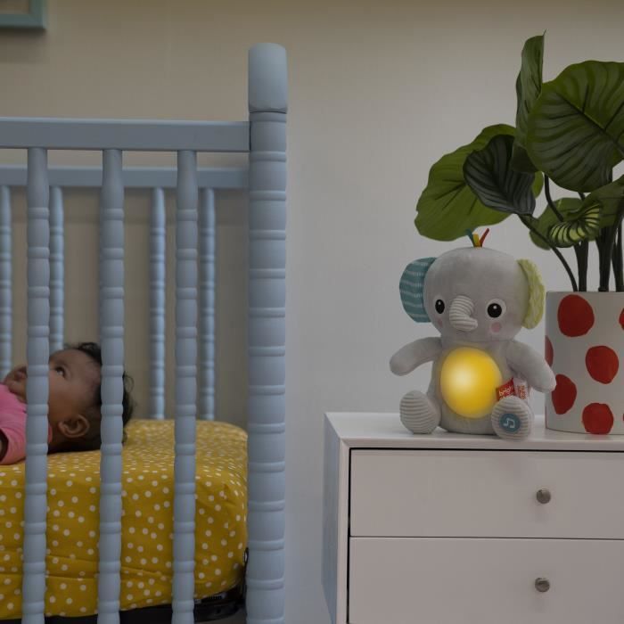 BRIGHT STARTS Jouet peluche éléphant Hug-a-Bye Baby sons et lumieres