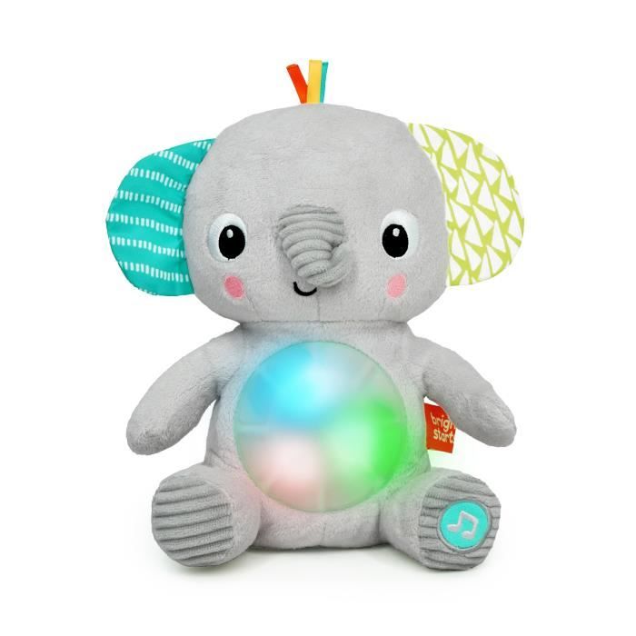 BRIGHT STARTS Jouet peluche éléphant Hug-a-Bye Baby sons et lumieres