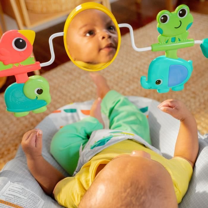 BRIGHT STARTS Transat bébé Animaux Vibrations apaisantes Arche d’éveil avec jouets interactifs