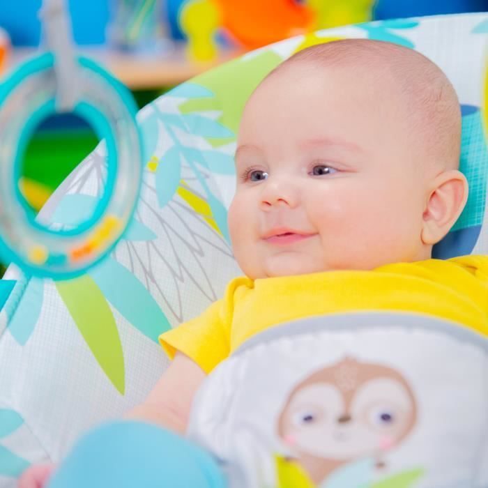 BRIGHT STARTS Transat bébé Toucan Vibrations apaisantes Arche d’éveil avec jouets interactifs