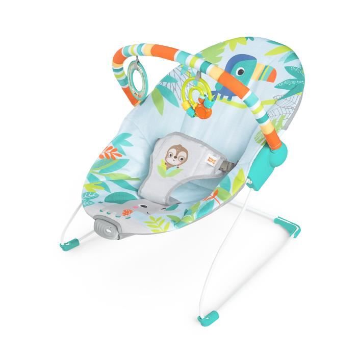 BRIGHT STARTS Transat bébé Toucan Vibrations apaisantes Arche d’éveil avec jouets interactifs