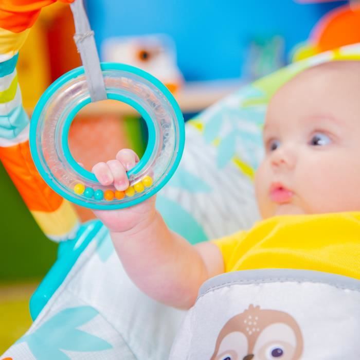 BRIGHT STARTS Transat bébé Toucan Vibrations apaisantes Arche d’éveil avec jouets interactifs