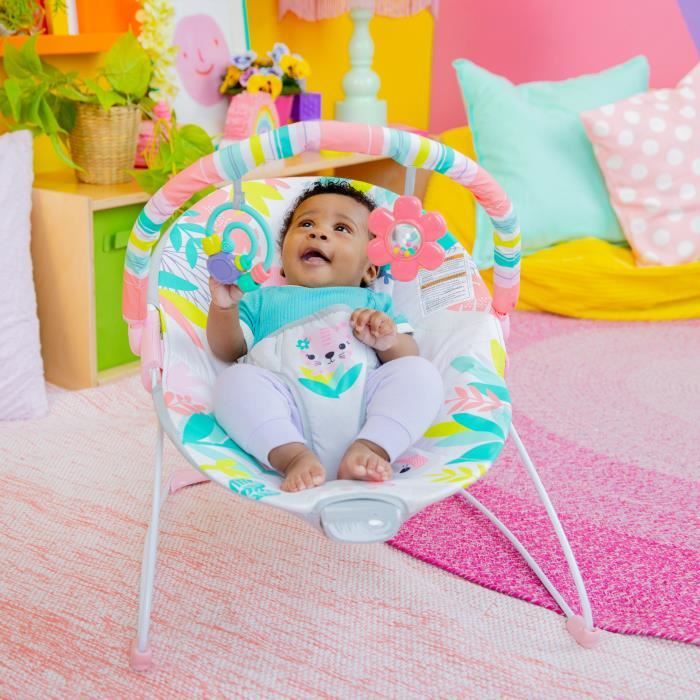 BRIGHT STARTS Transat bébé Toucan Vibrations apaisantes Arche d’éveil avec jouets interactifs