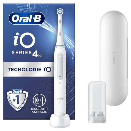 Brosse a dents électrique ORAL-B iO4 connectée - blanche - 4 modes de brossage - 1 Brossette 1 Étui De Voyage