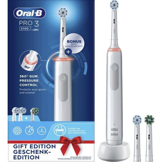 Brosse a dents électrique ORAL-B Pro 3 - 3 brossettes incluses - blanc - sans fil