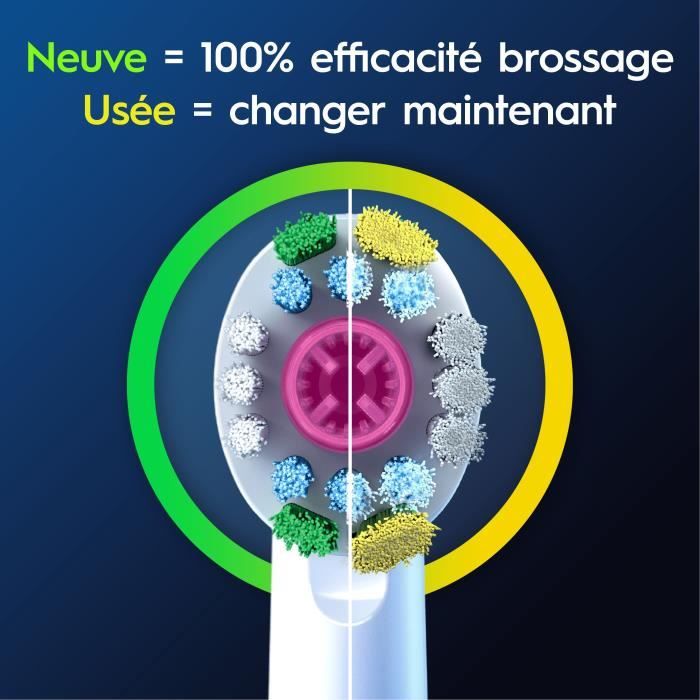 Brossettes ORAL-B - 3D White - Pack de 8 brossettes pour brosse a dent électrique