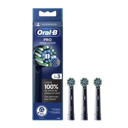 Brossettes pour brosse a dents Oral-B Pro Cross Action Noire - 3 unités