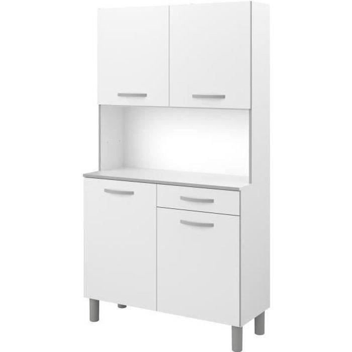 Buffet de cuisine - Blanc - Contemporain - 4 portes - OSLO - L 101 cm