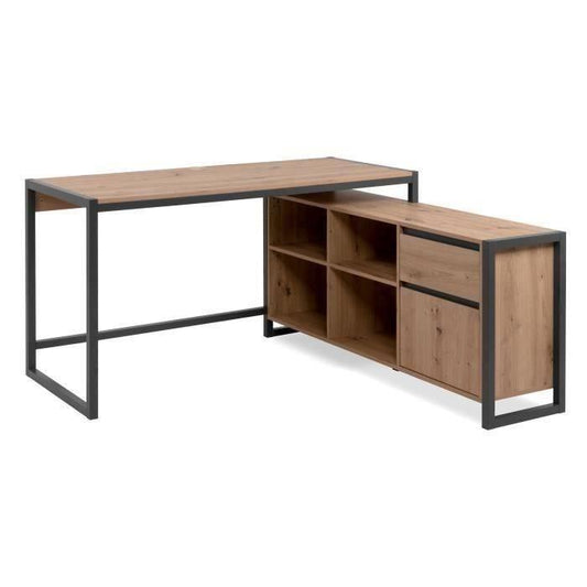 Bureau d'angle réversible Denver - Panneaux de particules - Coloris chene artisan, anthracite - 139 x 75 x 139 cm - Paloma Tech