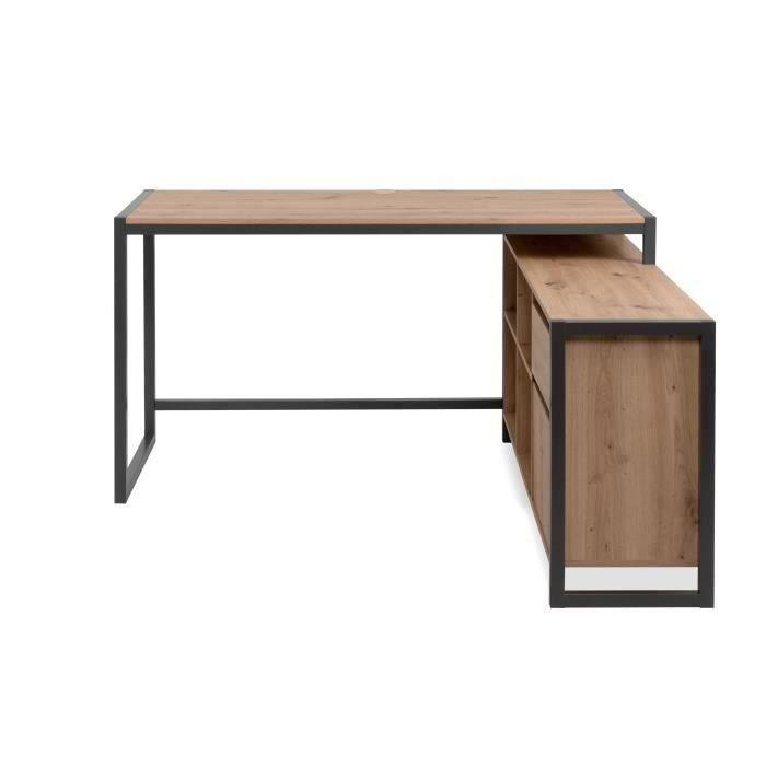 Bureau d'angle réversible Denver - Panneaux de particules - Coloris chene artisan, anthracite - 139 x 75 x 139 cm - Paloma Tech