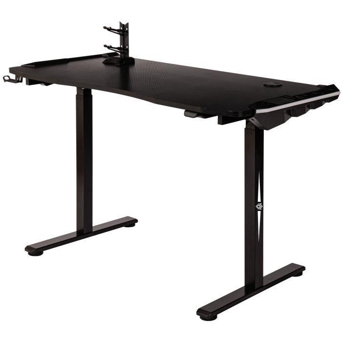 Bureau gaming électrique CGM - Réglable en hauteur - Support de contrôleur - Éclairage RVB - L120xP60xH73-121 cm - Paloma Tech