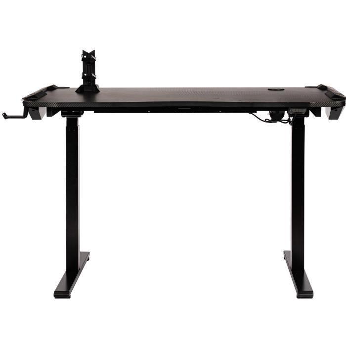 Bureau gaming électrique CGM - Réglable en hauteur - Support de contrôleur - Éclairage RVB - L120xP60xH73-121 cm - Paloma Tech