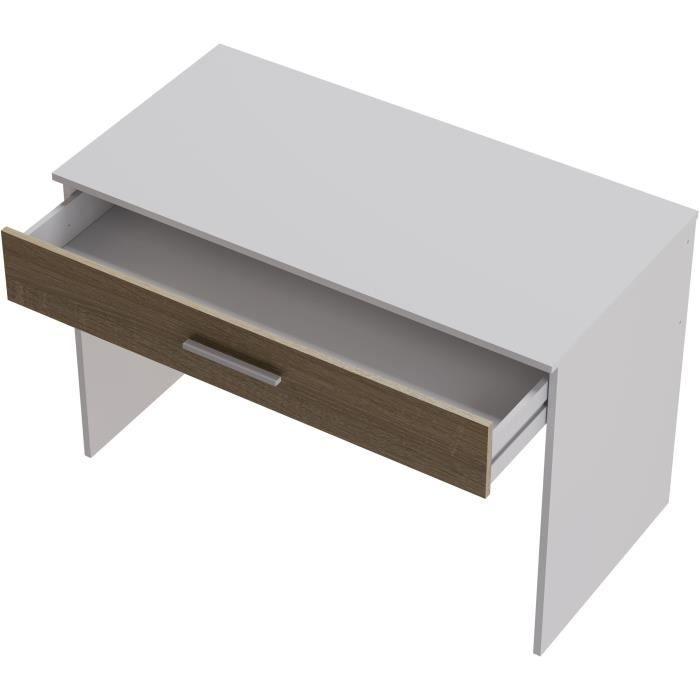 Bureau Grand  Tiroir - Décor blanc et chene -  L 110 x P 56 x H 81,5 cm - Paloma Tech