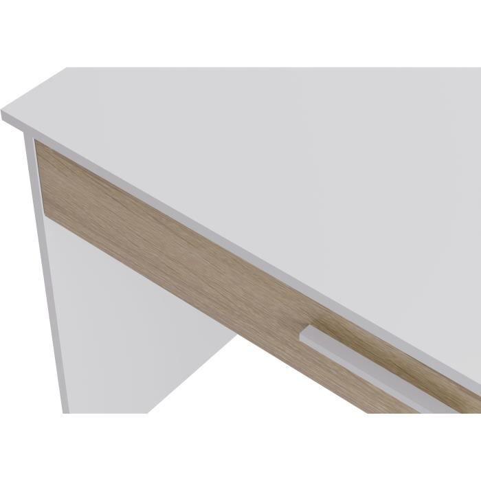 Bureau Grand  Tiroir - Décor blanc et chene -  L 110 x P 56 x H 81,5 cm - Paloma Tech