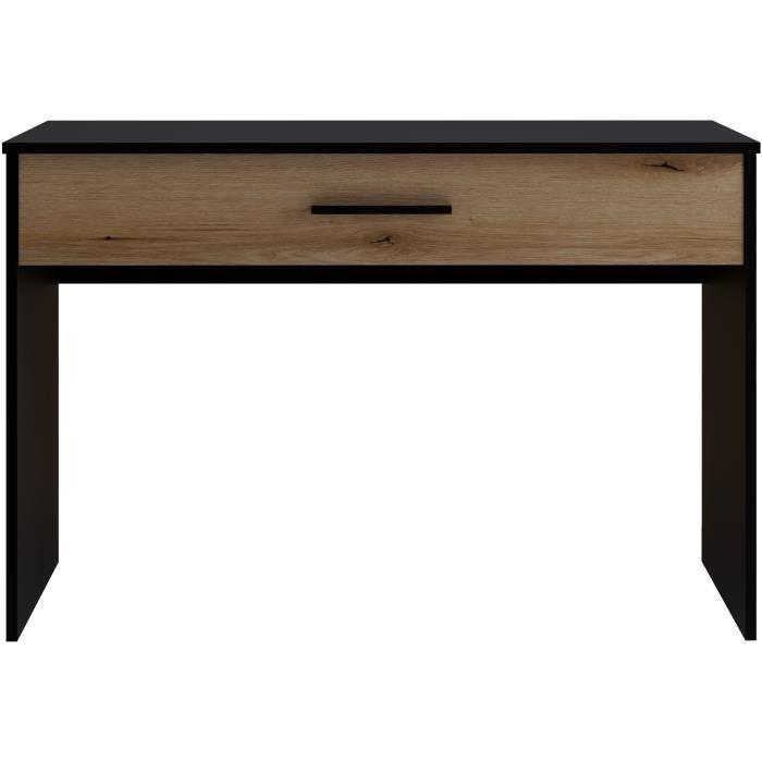 Bureau Grand  Tiroir - Décor noir et chene - L 110 x P 56 x H 81,5 cm - Paloma Tech