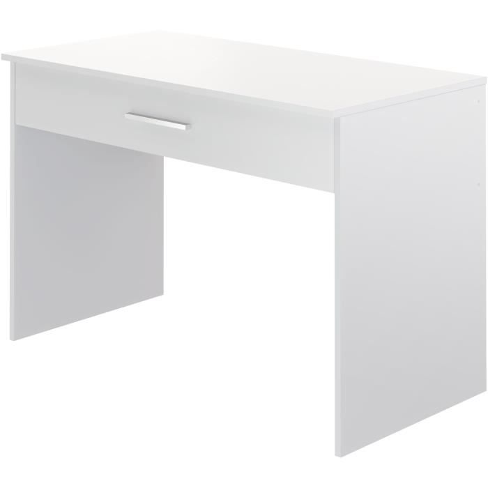 Bureau grand tiroir - Mélaminé blanc - 110 x 56 x 81,5 cm