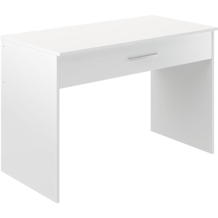 Bureau grand tiroir - Mélaminé blanc - 110 x 56 x 81,5 cm