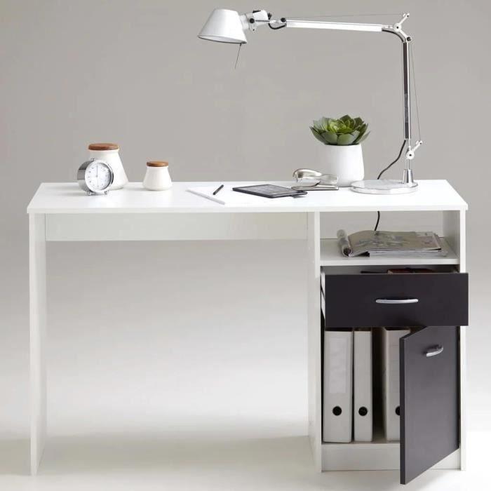 Bureau JACKSON - Décor blanc P/noir - L123 x H76,5 x P50 cm - Fabriqué en Allemagne - Paloma Tech