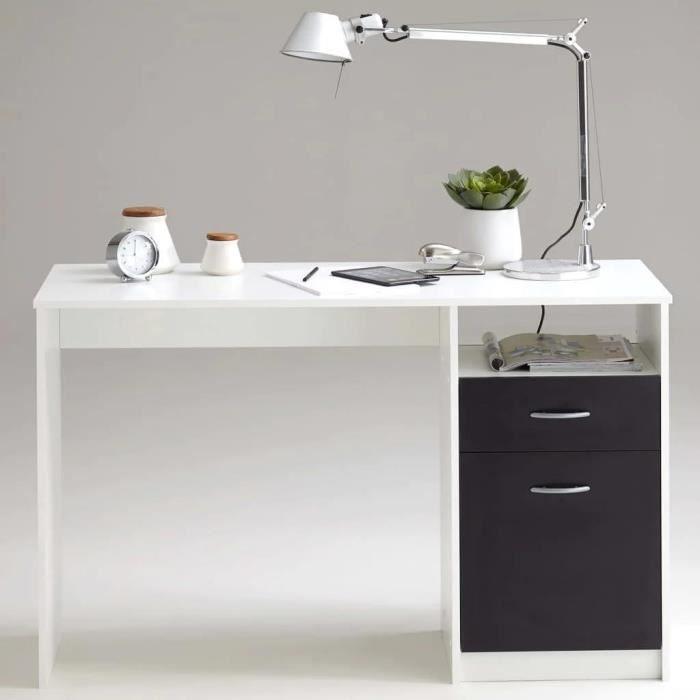 Bureau JACKSON - Décor blanc P/noir - L123 x H76,5 x P50 cm - Fabriqué en Allemagne - Paloma Tech