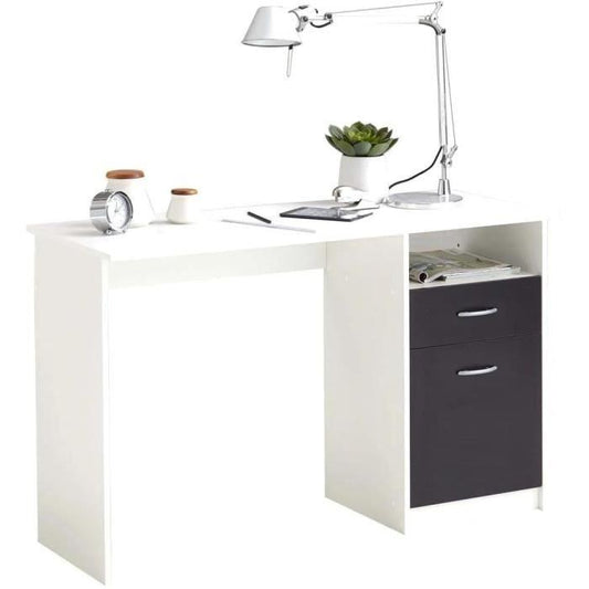 Bureau JACKSON - Décor blanc P/noir - L123 x H76,5 x P50 cm - Fabriqué en Allemagne - Paloma Tech